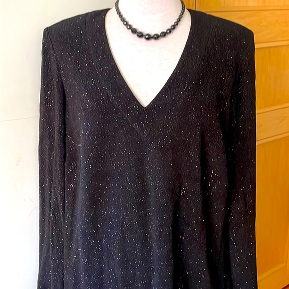 🇨🇦 Victor Costa/En Français Vintage Black Sparkly Knit V-Neck Tunic, Size 1X - Picture 5 of 16